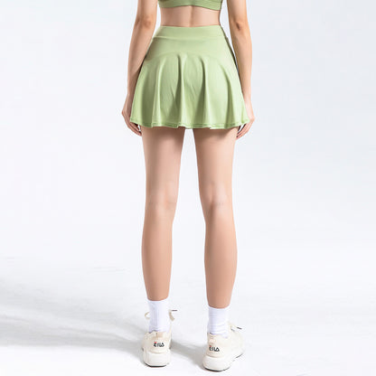 Solid Color Inner Pocket Short Workout Skort - Quaworth