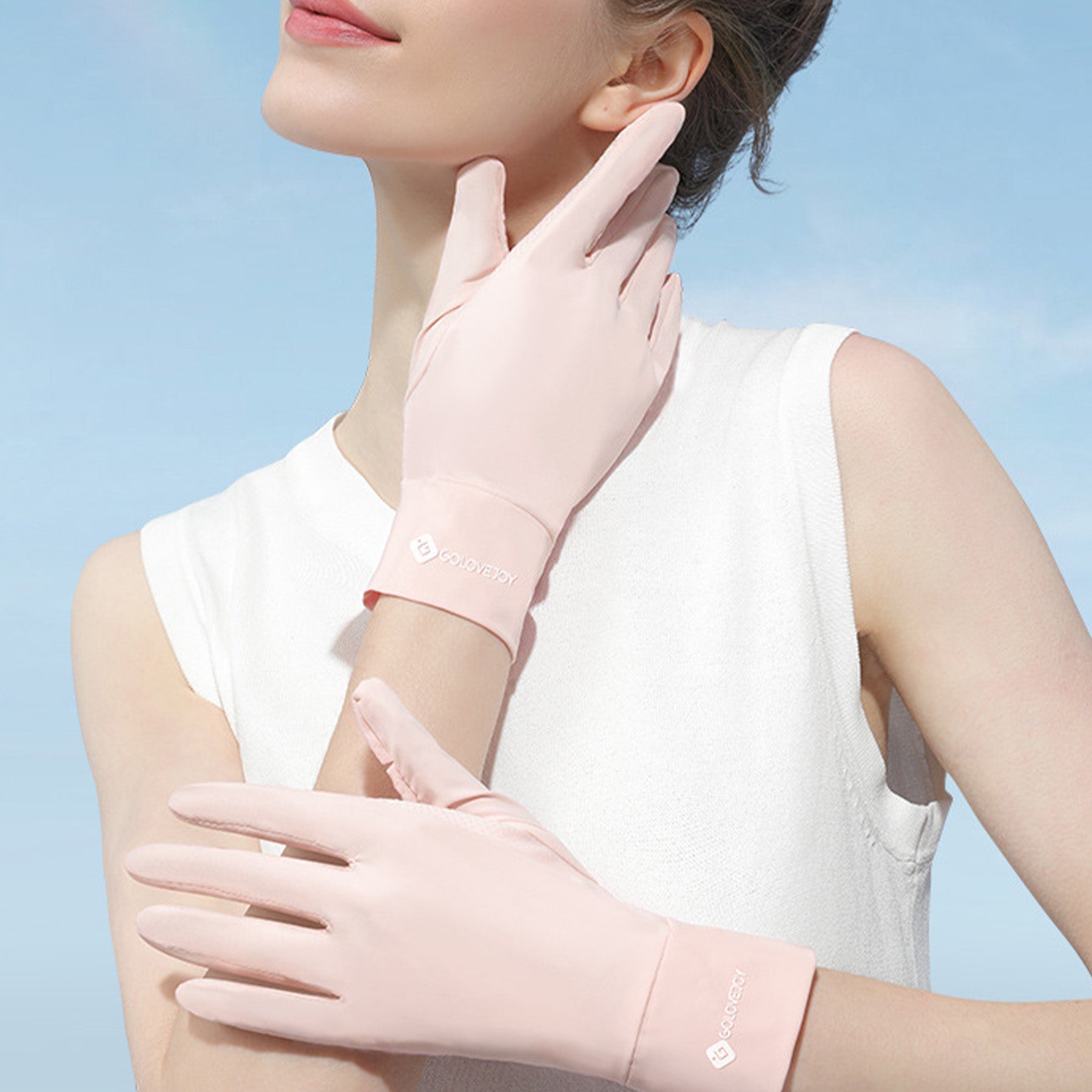 Solid Color Sunscreen Silicon Nonslip Touchscreen Ice Silk Wrist Gloves - Quaworth