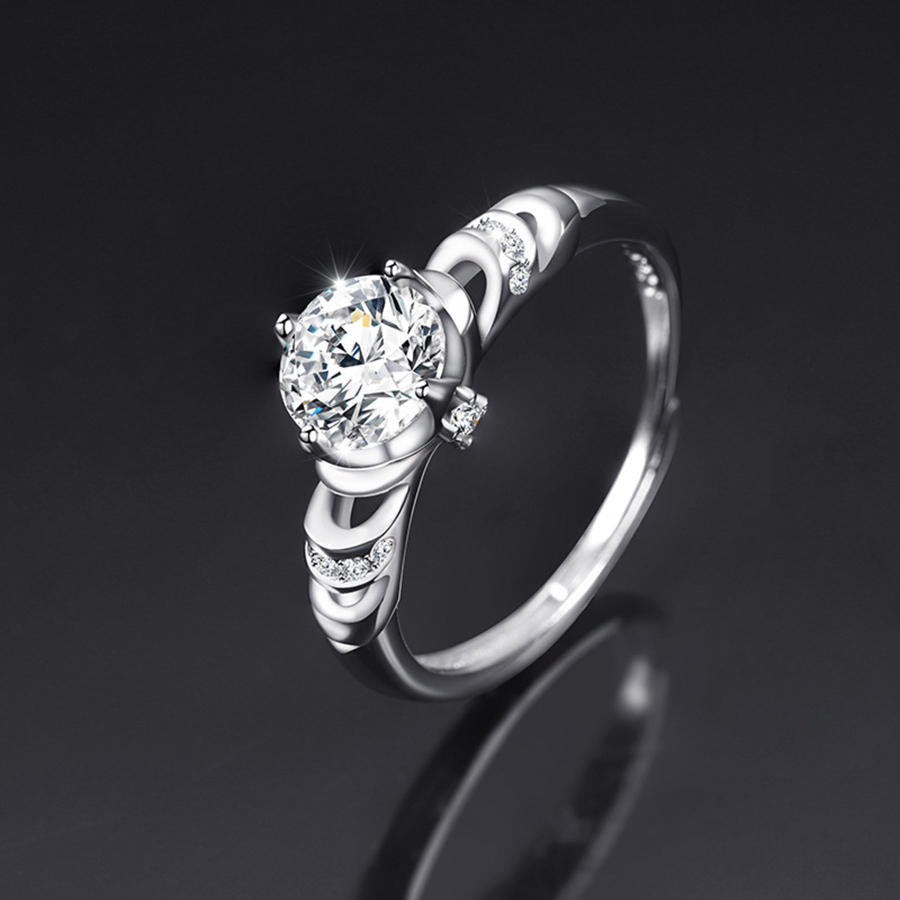 Moissanite Adjustable Open Band Ring - Quaworth