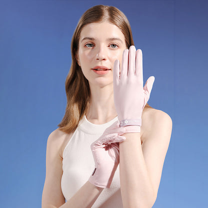 Solid Color Sunscreen Silicon Nonslip Touchscreen Ice Silk Wrist Band Wrist Gloves - Quaworth