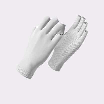 Solid Color Ice Silk Fingerless Manicure Skincare Wrist Gloves - Quaworth