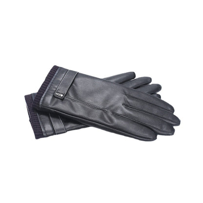 Unisex Seam Detail Fleece Lined Thermal Vegan Leather Touch Screen Wrist Gloves - Quaworth