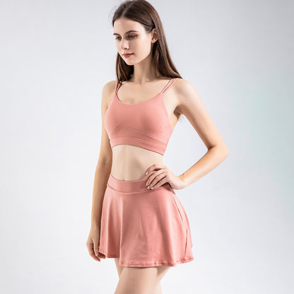 Solid Color Inner Pocket Short Workout Skort - Quaworth