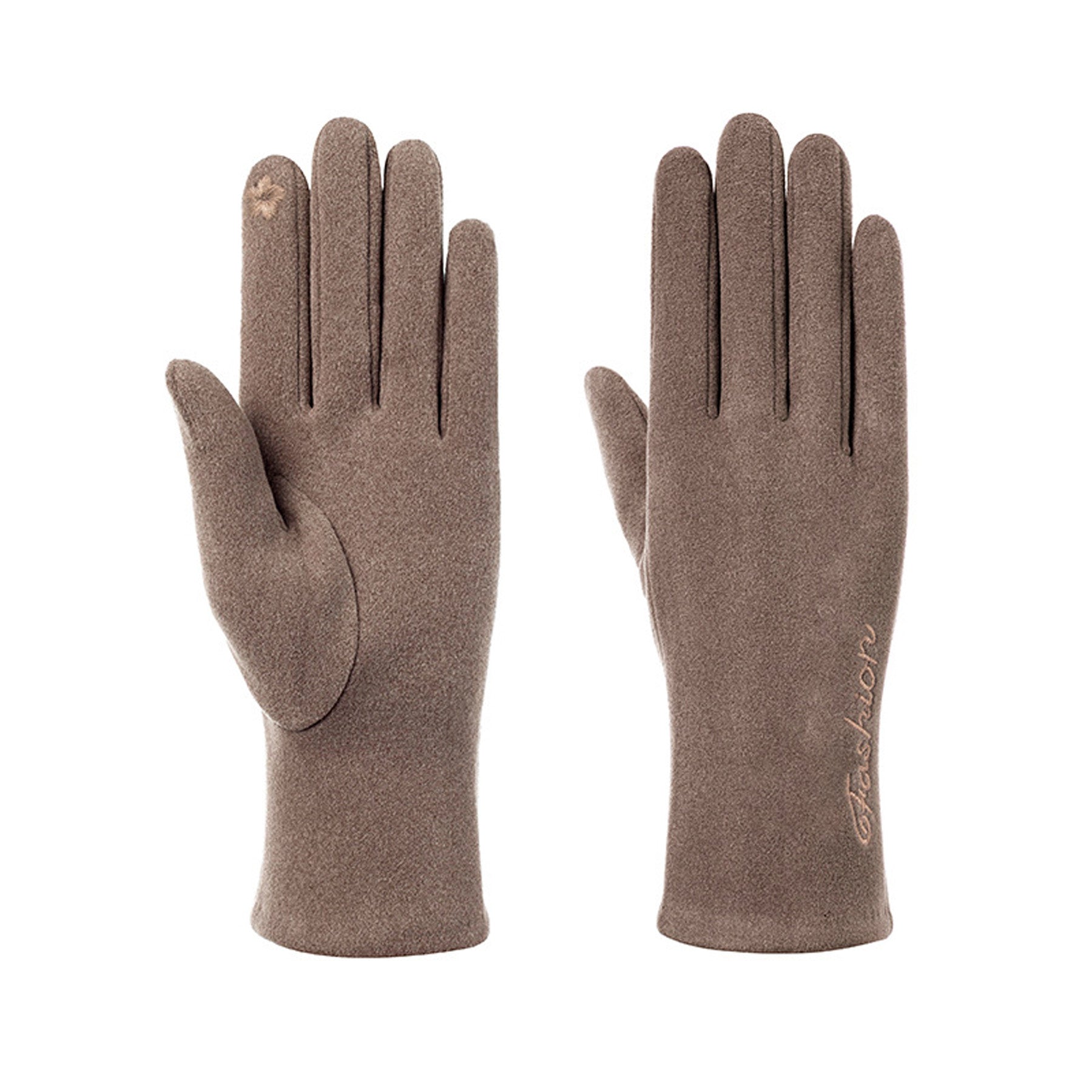 Solid Color Thermal Dralon Velvet Touch Screen Wrist Gloves - Quaworth
