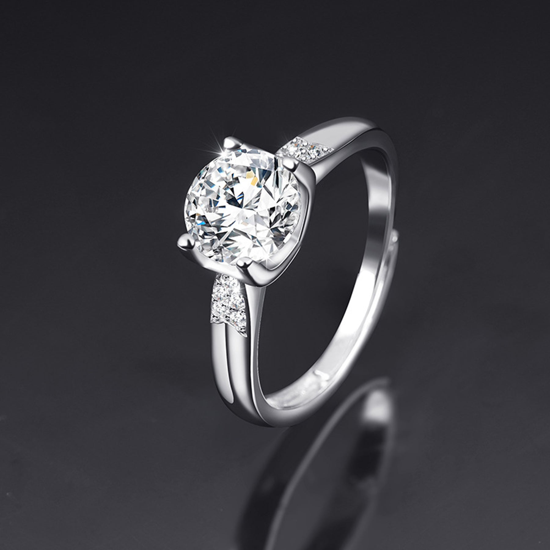 Moissanite Adjustable Open Band Ring - Quaworth