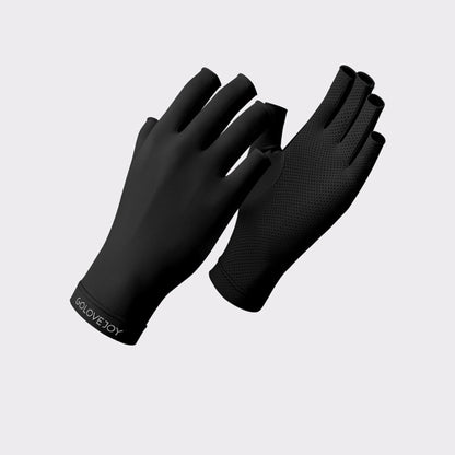 Solid Color Ice Silk Fingerless Manicure Skincare Wrist Gloves - Quaworth