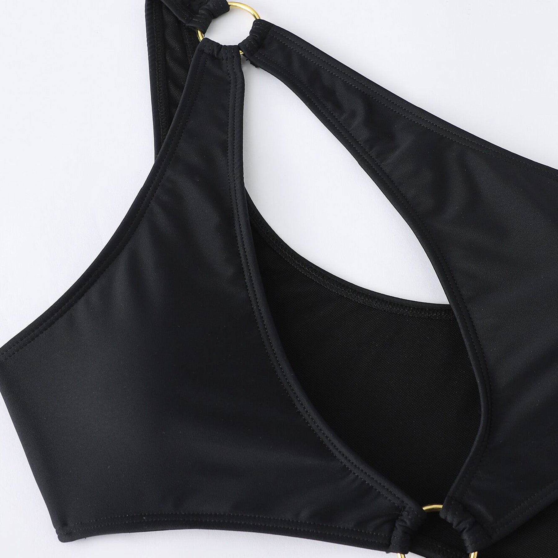 Solid Color Ring Connect Bikini Swimsuit - Quaworth