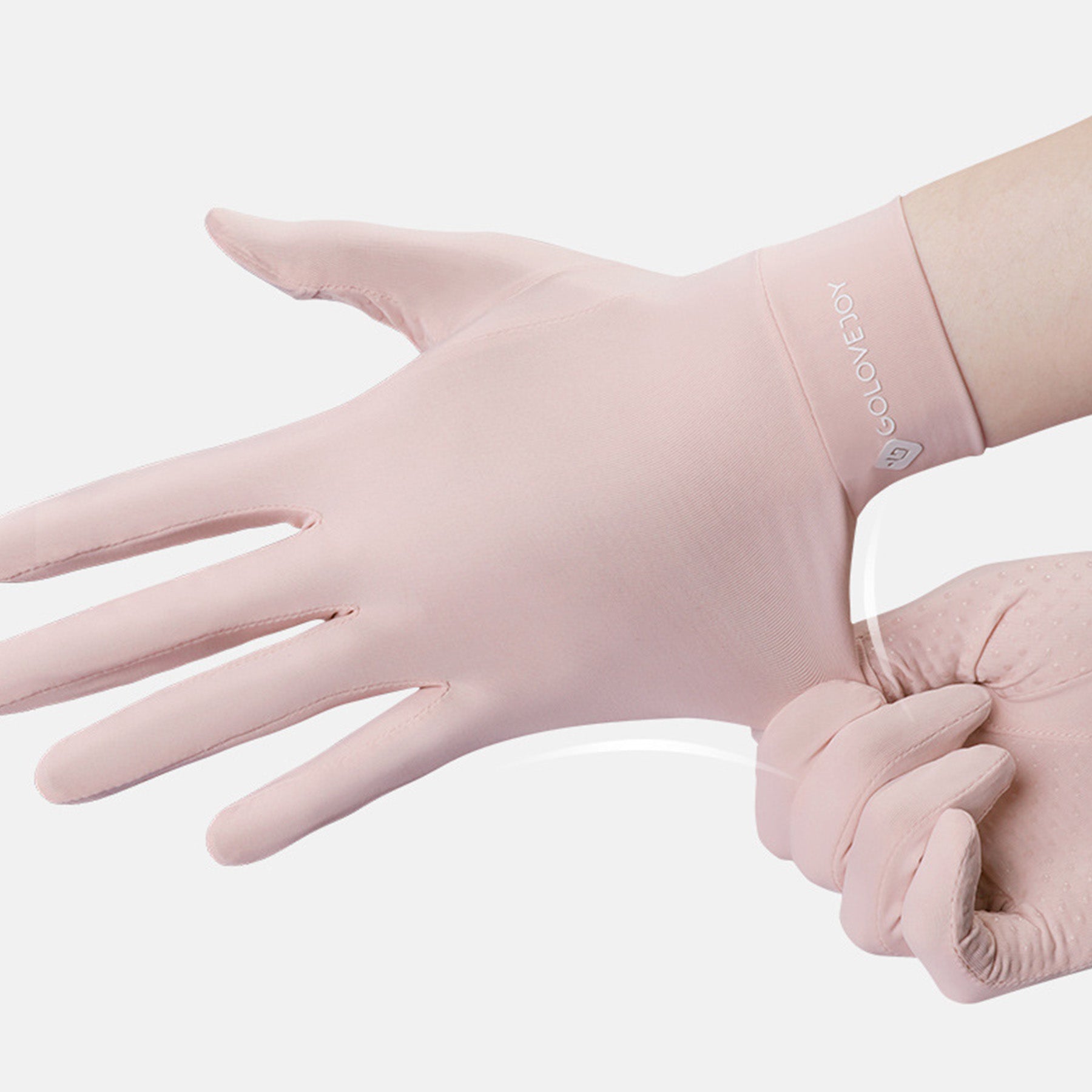 Solid Color Sunscreen Silicon Nonslip Touchscreen Ice Silk Wrist Gloves - Quaworth