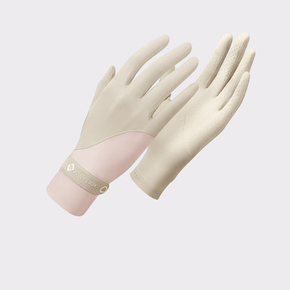Split Color Sunscreen Silicon Nonslip Touchscreen Ice Silk Wrist Band Wrist Gloves - Quaworth