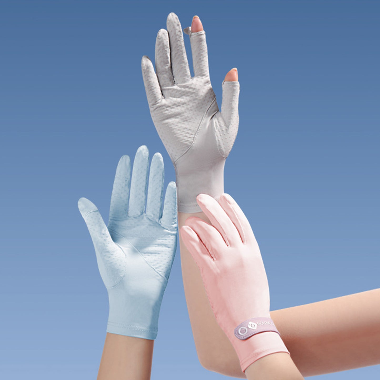 Solid Color Sunscreen Silicon Nonslip Touchscreen Ice Silk Wrist Gloves - Quaworth