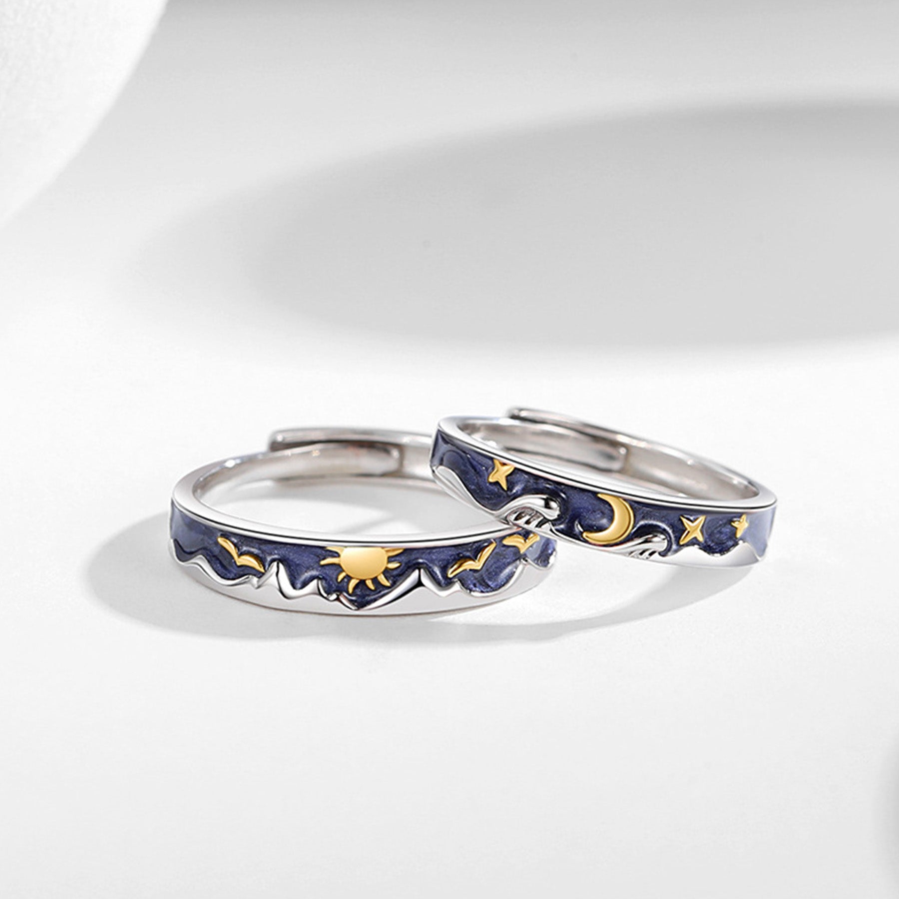 Sterling Silver Sun Moon Adjustable Ring - Quaworth