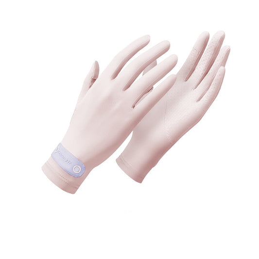 Solid Color Sunscreen Silicon Nonslip Touchscreen Ice Silk Wrist Band Wrist Gloves - Quaworth