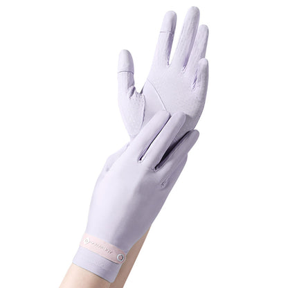 Solid Color Sunscreen Silicon Nonslip Touchscreen Ice Silk Wrist Band Wrist Gloves - Quaworth