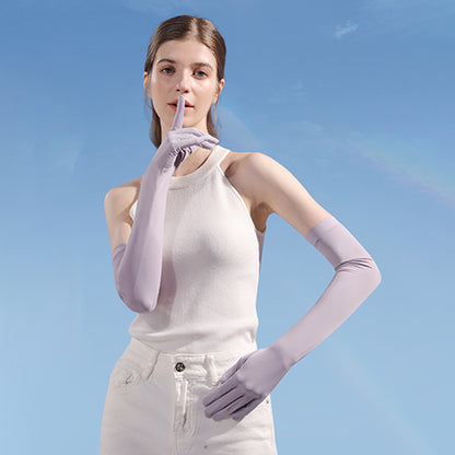 Solid Color Sunscreen Silicon Nonslip Touchscreen Ice Silk Opera Gloves - Quaworth