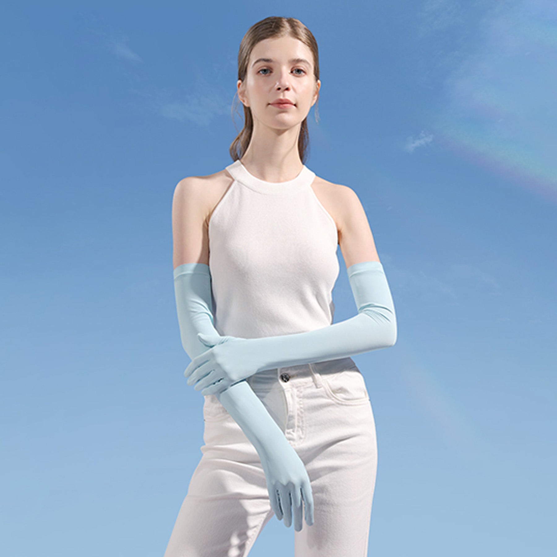 Solid Color Sunscreen Silicon Nonslip Touchscreen Ice Silk Opera Gloves - Quaworth