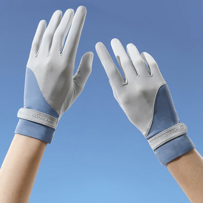 Split Color Sunscreen Silicon Nonslip Touchscreen Ice Silk Wrist Band Wrist Gloves - Quaworth