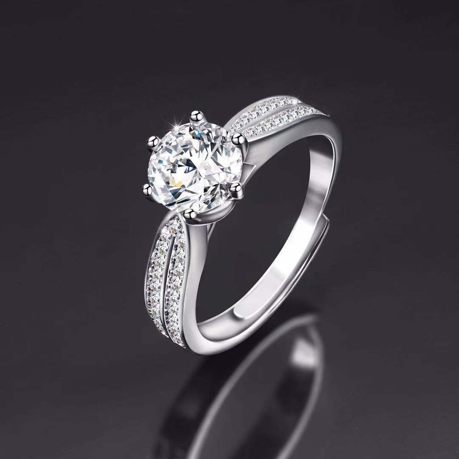Moissanite Adjustable Open Band Ring - Quaworth