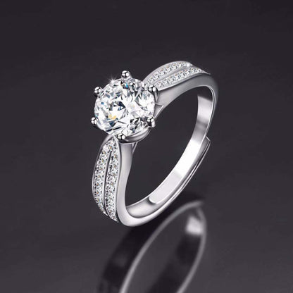 Moissanite Adjustable Open Band Ring - Quaworth