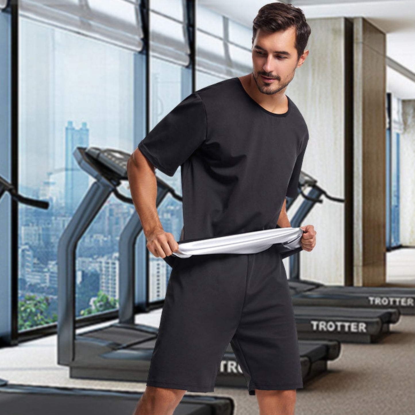 Solid Color Silver Coating Heat Trapping Sauna Sweat Workout Top - Quaworth