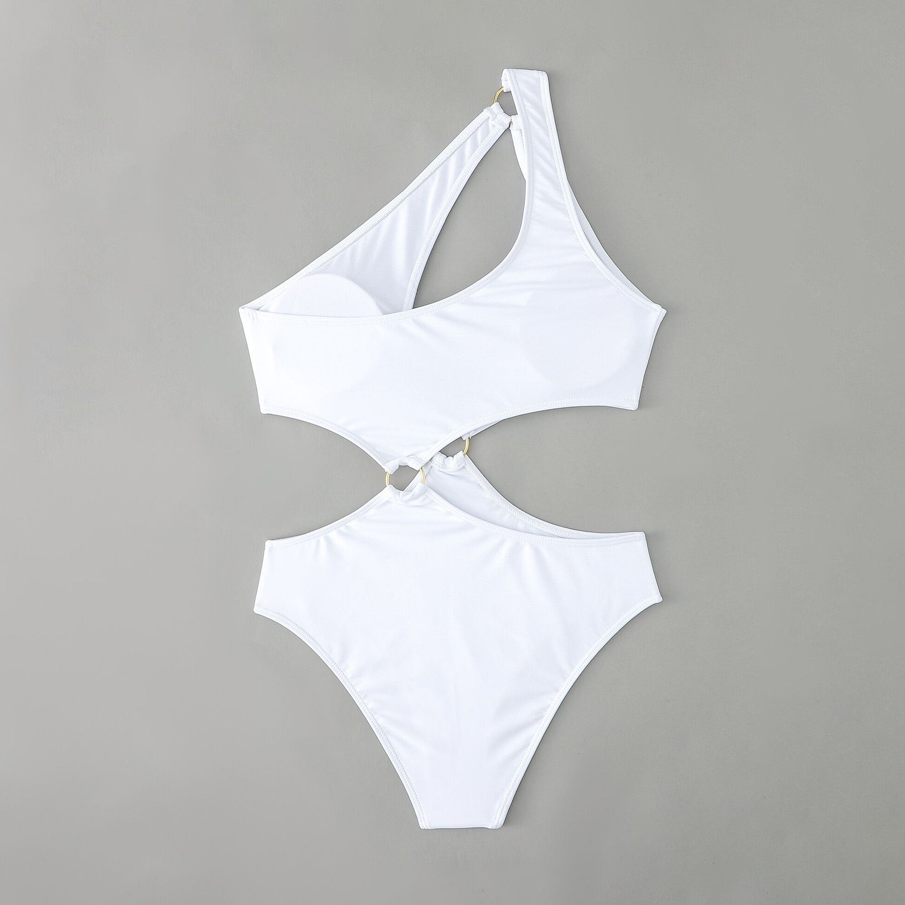 Solid Color Ring Connect Bikini Swimsuit - Quaworth