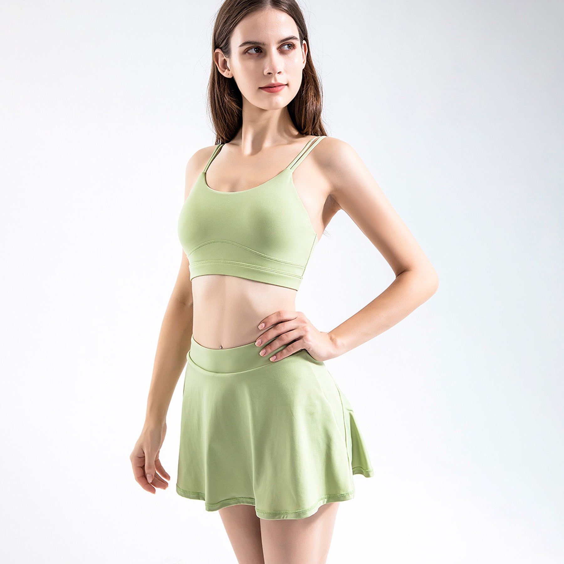 Solid Color Inner Pocket Short Workout Skort - Quaworth