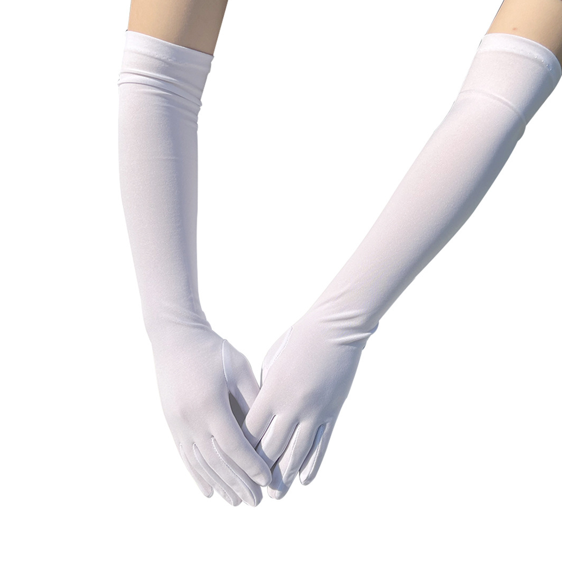 Milk Silk Solid Color Over Elbow Gloves - Quaworth