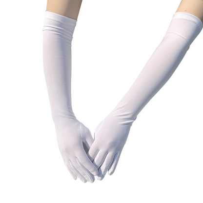 Milk Silk Solid Color Over Elbow Gloves - Quaworth