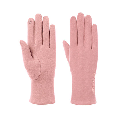 Solid Color Thermal Dralon Velvet Touch Screen Wrist Gloves - Quaworth