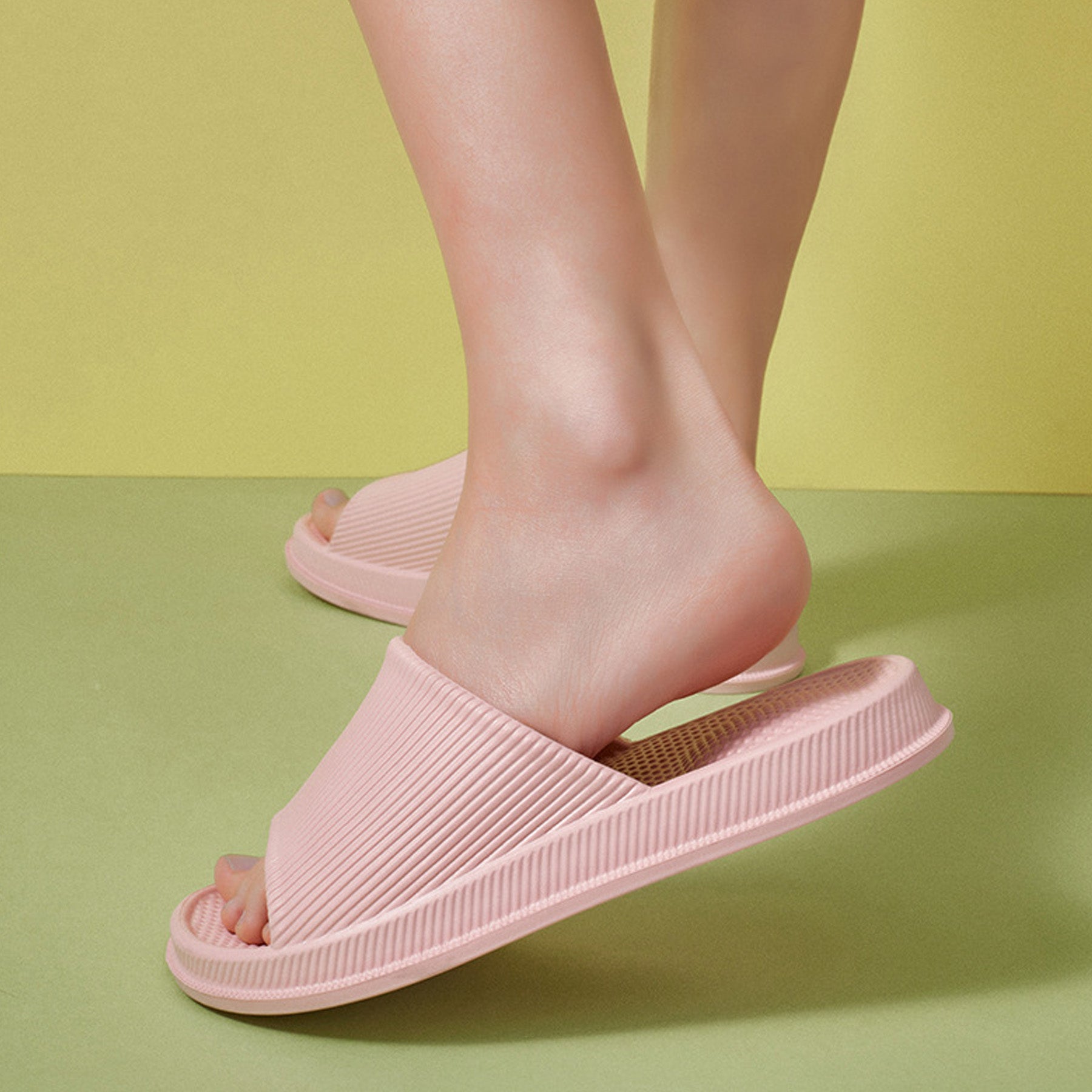 Solid Color Single Band Soft Slip Resistant Slide Sandals - Quaworth