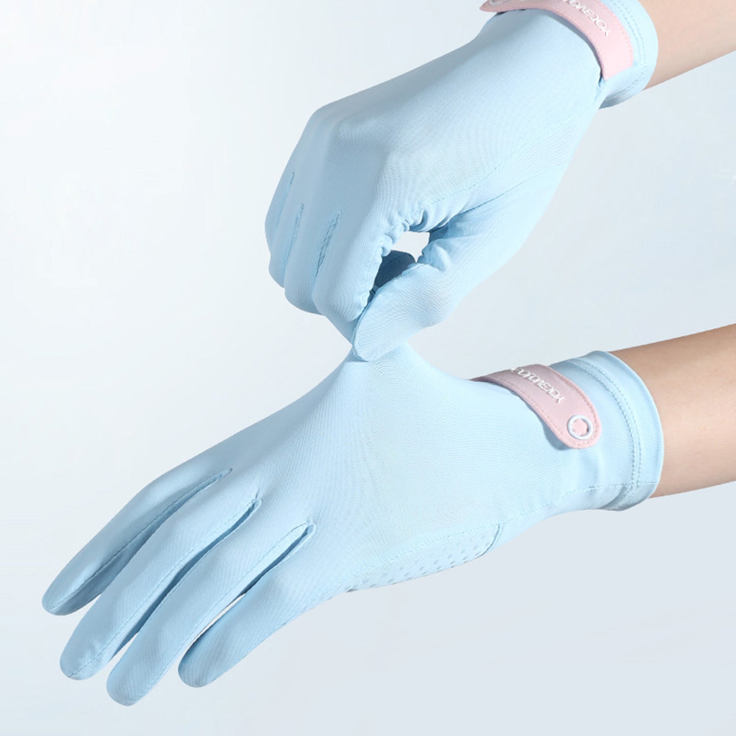 Solid Color Sunscreen Silicon Nonslip Touchscreen Ice Silk Wrist Band Wrist Gloves - Quaworth