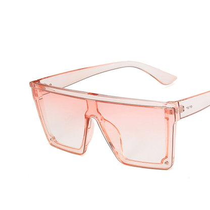 Large Square Flat Top Frame One Piece Shield Lens Sunglasses - Quaworth