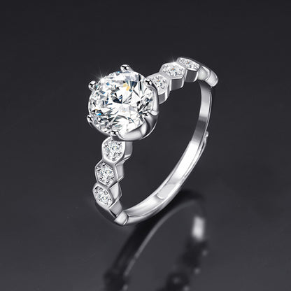 Moissanite Adjustable Open Band Ring - Quaworth
