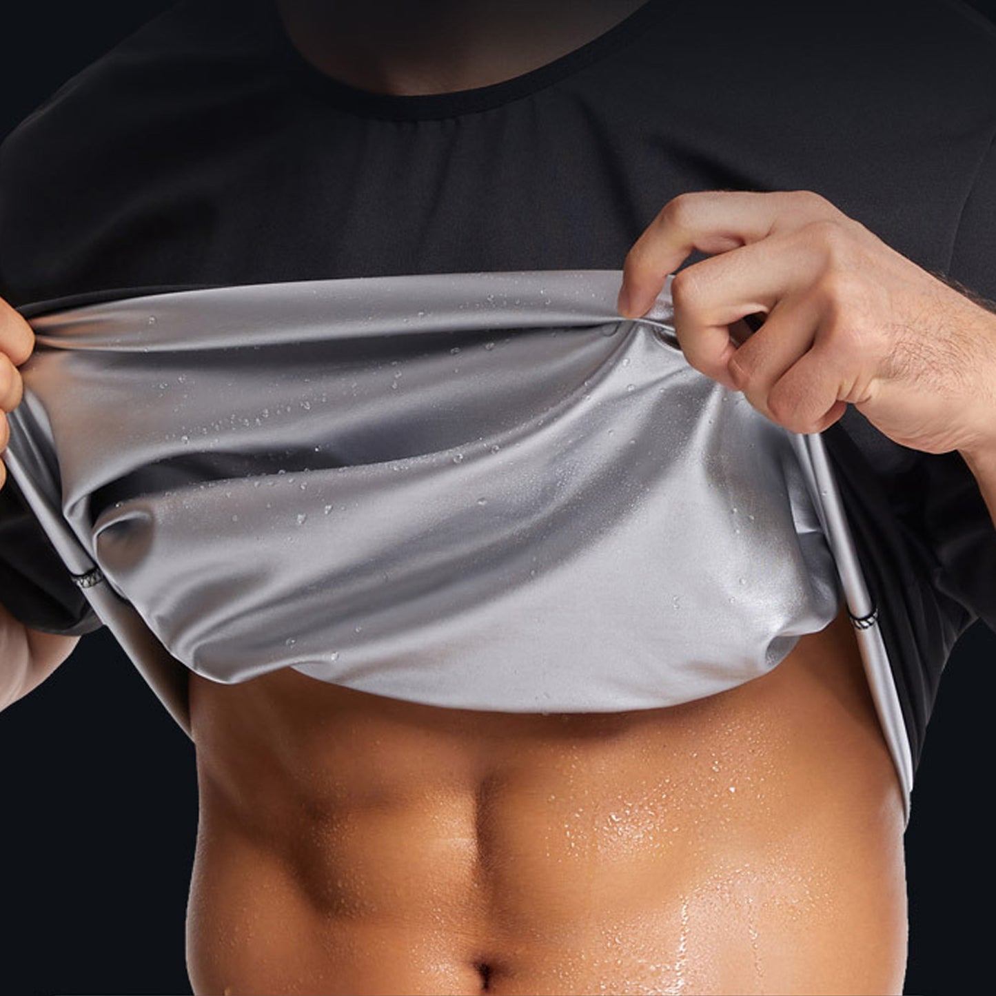 Solid Color Silver Coating Heat Trapping Sauna Sweat Workout Top - Quaworth