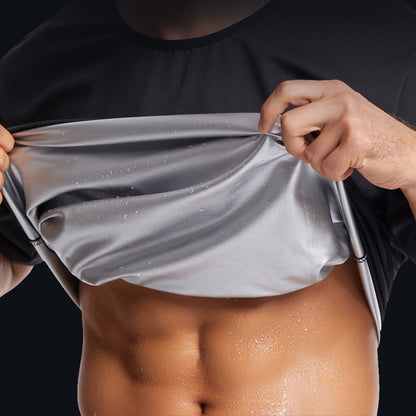 Solid Color Silver Coating Heat Trapping Sauna Sweat Workout Top - Quaworth