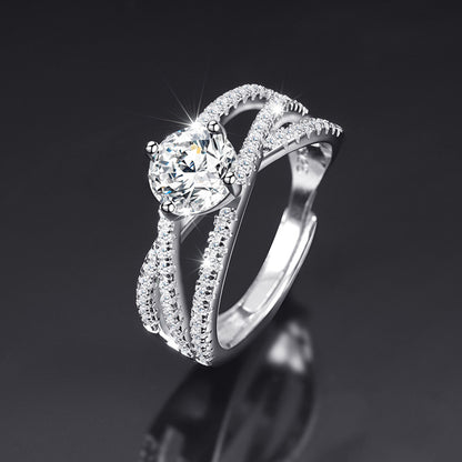 Moissanite Adjustable Open Band Ring - Quaworth