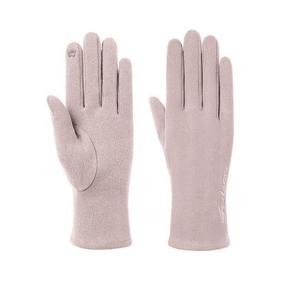 Solid Color Thermal Dralon Velvet Touch Screen Wrist Gloves - Quaworth