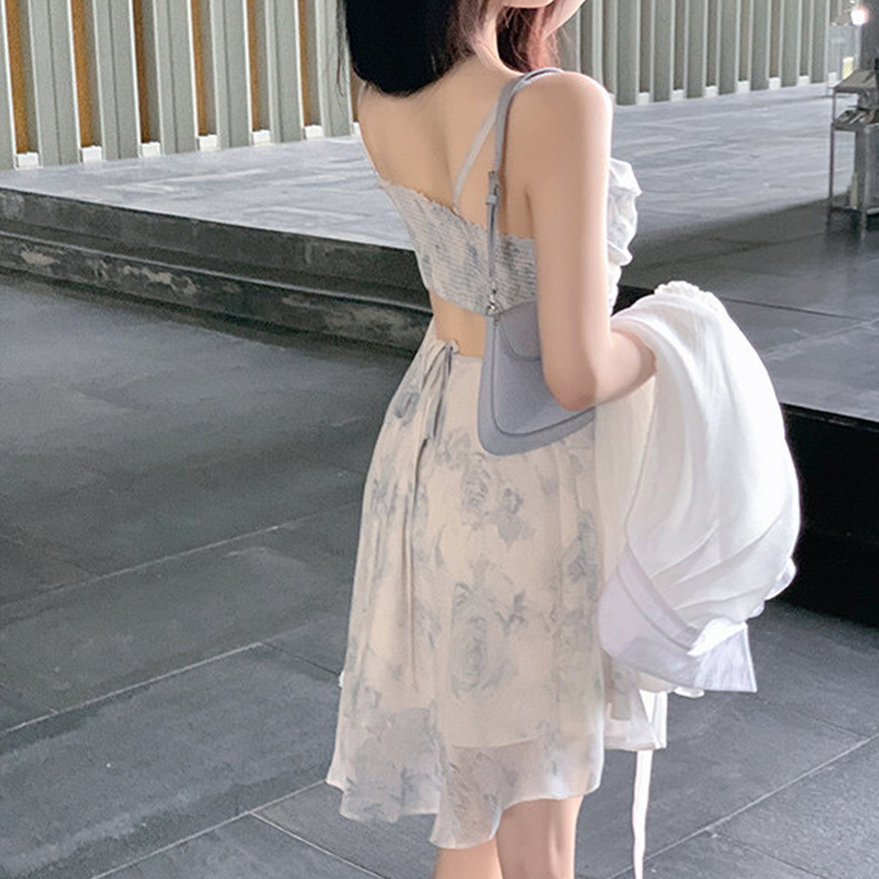 Floral Print Chiffon Midi A Line Slip Dress - Quaworth