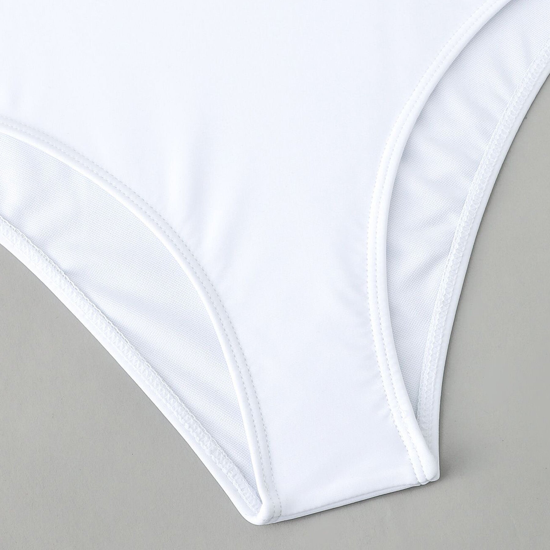 Solid Color Ring Connect Bikini Swimsuit - Quaworth