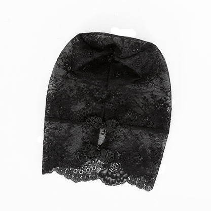 Lace Floral Embroidered Hood Mask - Quaworth