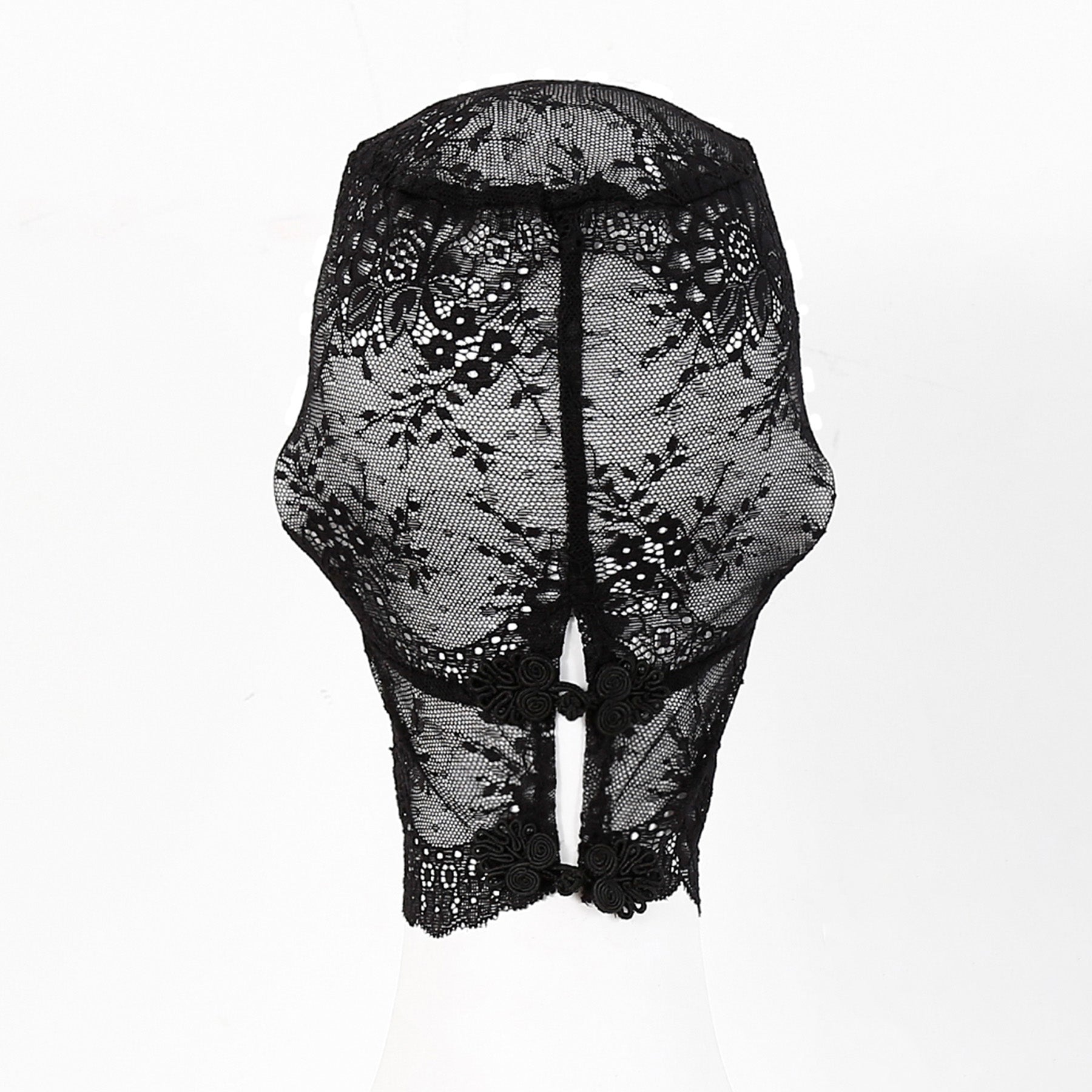 Lace Floral Embroidered Hood Mask - Quaworth
