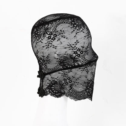 Lace Floral Embroidered Hood Mask - Quaworth