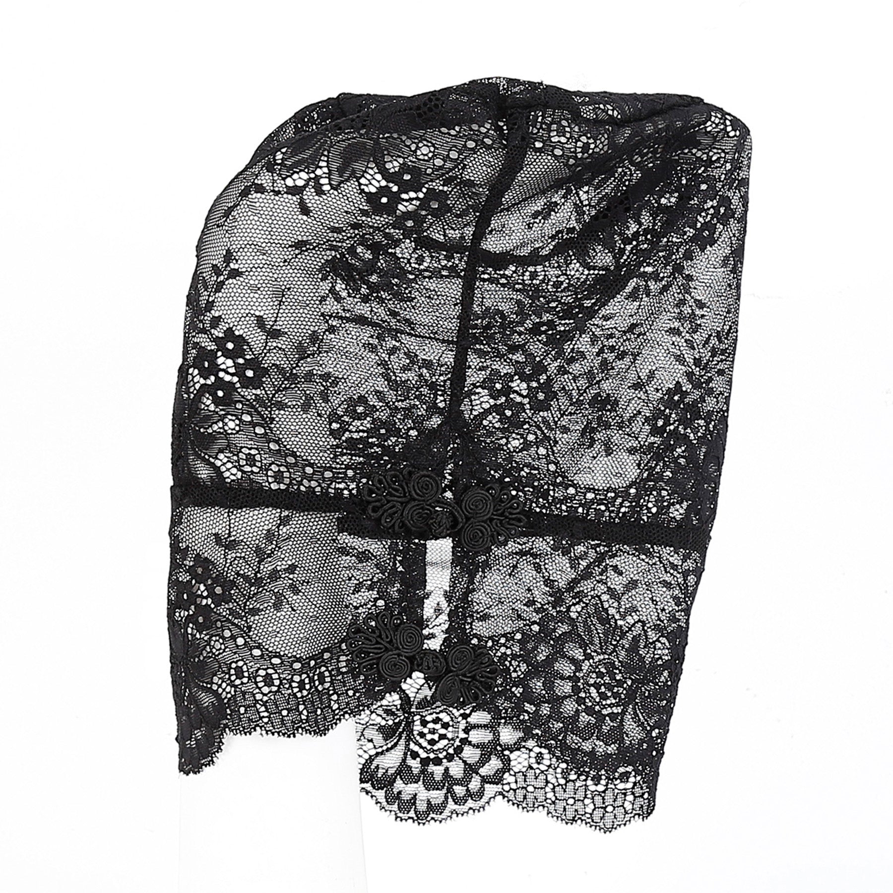 Lace Floral Embroidered Hood Mask - Quaworth