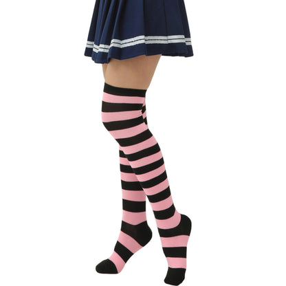 Wide Striped Thigh High Socks - Quaworth