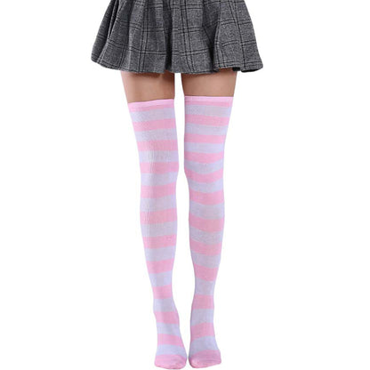 Wide Striped Thigh High Socks - Quaworth