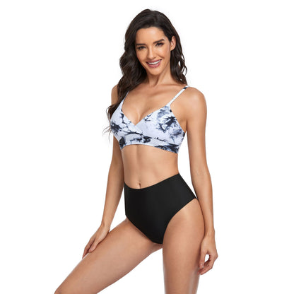 Tie Dye High Rise Split Bikini Swimsuit Set - Quaworth