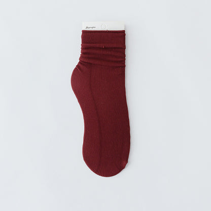 Solid Color Loose Crew Socks - Quaworth