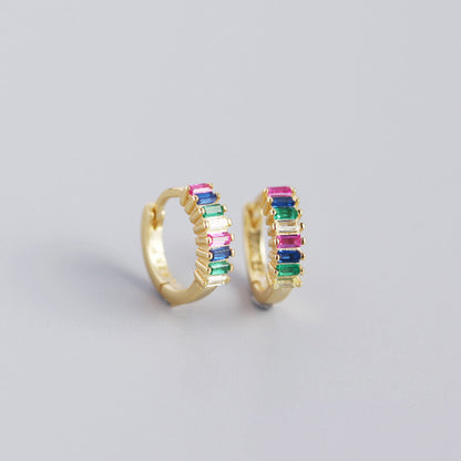Sterling Silver Zircon Hoop Earrings - Quaworth