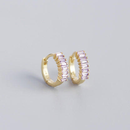 Sterling Silver Zircon Hoop Earrings - Quaworth
