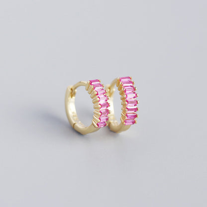 Sterling Silver Zircon Hoop Earrings - Quaworth