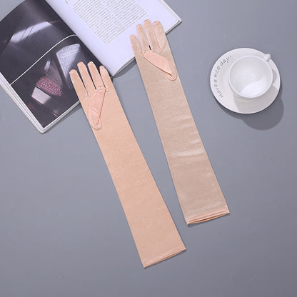 Satin Solid Color Elbow Gloves - Quaworth